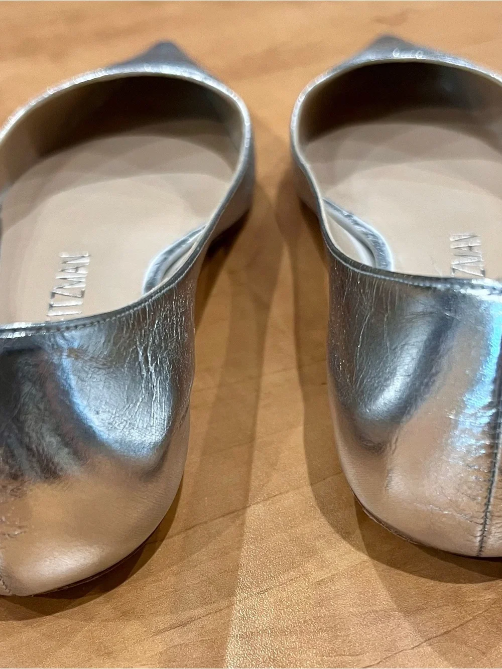 Stuart Weitzman Silver Pointed Flats